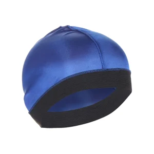 Durag soyeux pour enfants, chapeau de pirate à longue queue, bonnet élastique, turban, bandana unisexe, bonnet de douche, foulard, de couleur bleu.